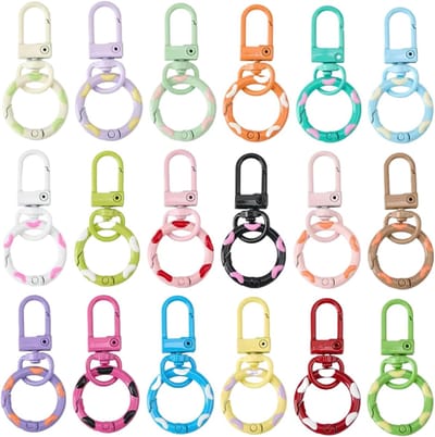 Lobster Claw Clasps, Candy Color Spring Keychains, 18 Piece Sturdy & Easy Use Fasteners, Portable Hook Set for Wallets, Bags, Bracelets, Backpacks, Craft Making and Diys Projects