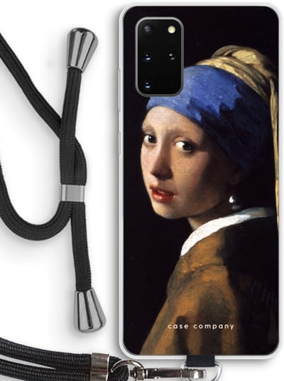 Hoesje met koord geschikt voor Samsung Galaxy S20 Plus hoesje met Koord - The Pearl Earring - Telefoonhoesje met Zwart Koord - Bescherming aan alle Kanten en Over de Schermrand