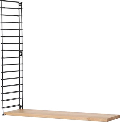Tomado - Uitbreidingsset - 1 x Houten plank + 1 x Zijkant zwart - Geschikt voor houten wandrek Tomado