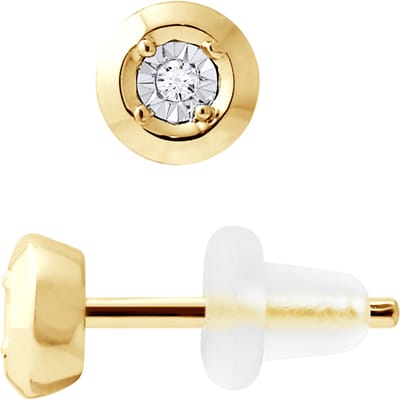 Diamanten oorknopjes 0,020 0,50 Cts Cts Illusion Yellow Gold