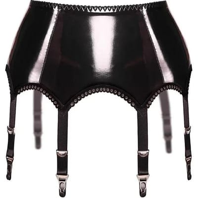Sexy Gothique Métallique Brillant Cuir Verni Fermoir Arrière Association Bas Porte-Jarretelles Pour Bas Féminin Lingerie Érotique Danse Sexuelle Sm weight within 65kg black