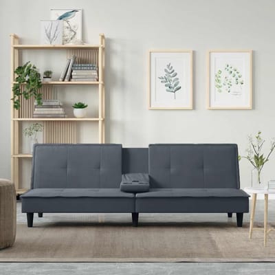 vidaXL - Slaapbank - met - bekerhouders - fluweel - donkergrijs