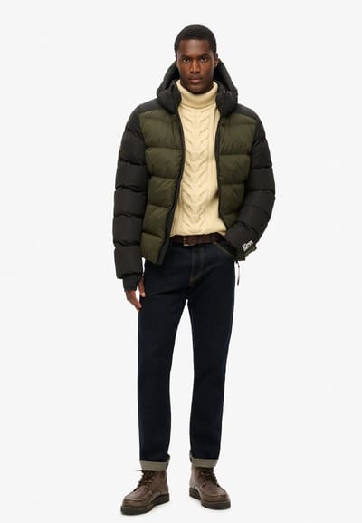 Superdry - Sports pufferjas met kleurvlakken en capuchon - Heren - Gewatteerde jassen