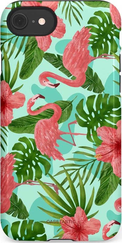 Casetastic hoesje geschikt voor Apple iPhone SE / Apple iPhone 7 / Apple iPhone 8 - Dubbellaagse bescherming - Flamingo jungle - Fashion Case - Mintgroen Koraal