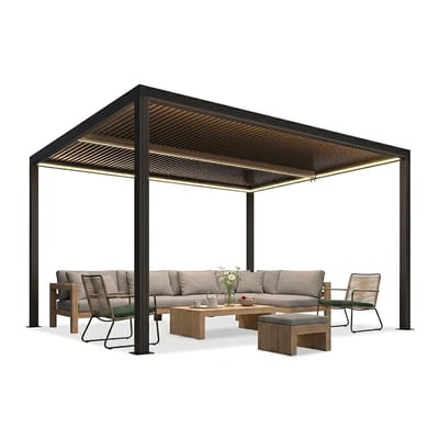 PURPLE LEAF - Pergola met lamellendak - Aluminium - Met LED-verlichting - 0-90° Verstelbaar