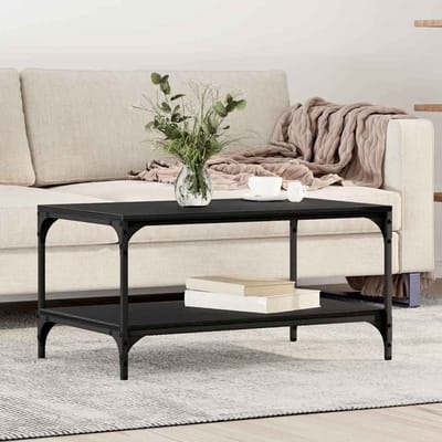 vidaXL - Salontafel - Zwart - Eiken - 82 - x - 50 - x - 40 - cm - Bewerkt - hout