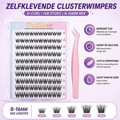 Lumière couture ® - Voorgelijmde Wimper Clusters - Medium Glam - C CURL - Lash Clusters Wimpers - Eyelash - Wimperextensions - Glueless - Kant en klaar - Nepwimpers - 10 t/m 16 mm