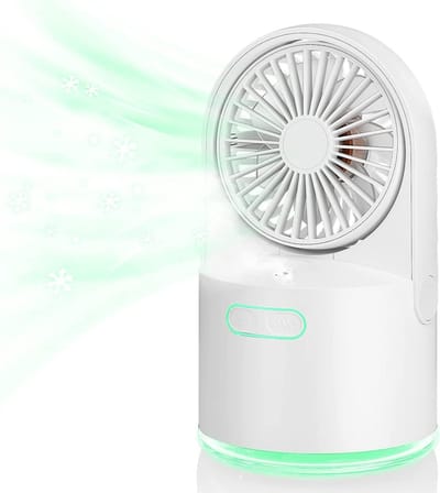 longziming -Draagbare Tafelventilator - Draagbare Luchtbevochtiger - USB Ventilator Met Nevel - Koelnevel Functie - 7-Kleuren Nachtlamp - ABS En Zacht PP - Ideaal Voor Slaapkamer En Kantoor - 1 Stuk