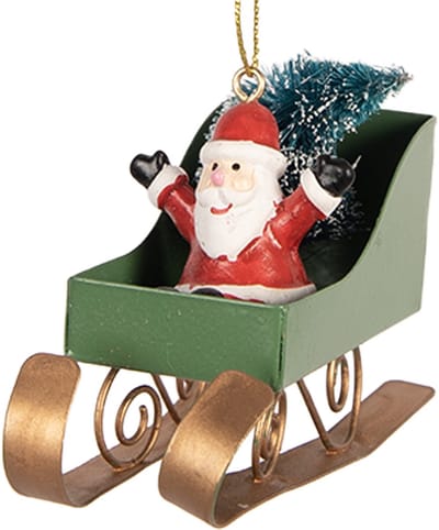 Clayre & Eef Kersthanger Slee 10x3x8 cm Groen Kunststof