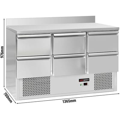 GGM Gastro Kühltisch ECO - 1365x700mm - 6 Schubladen - Aufkantung