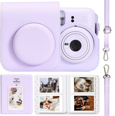 YONO Accessoires Set geschikt voor Fujifilm Instax Mini 12 - Case - Hoesje - Fotoalbum - Paars