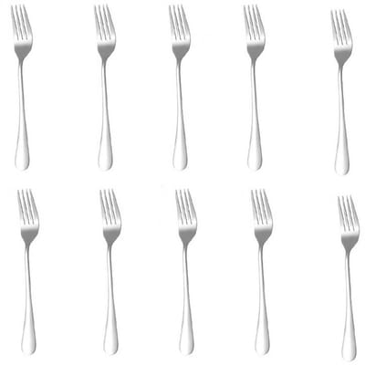 10-stuks roestvrijstalen vorkenset - Westernvorken - roestvrijstalen vorken - dinervorken - dessertbestek - keukenbenodigdheden - 18,8 * 2,4 cm - geschikt voor thuis, keuken en restaurant - zilver