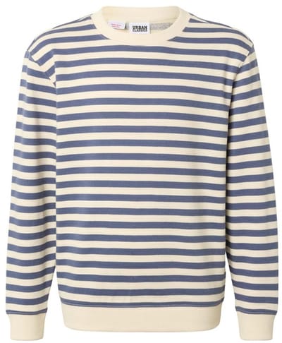Urban Classics - Striped Crewneck Sweater/trui kinderen - Kids 110/116 - Creme/Blauw