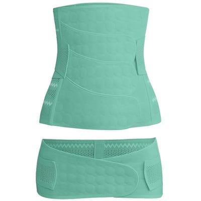 Postpartum Buikband - 4-Weg Ademend Corrigerend Set Voor Herstel Na Keizersnede Verstelbare Taille Trainer en Vormgevende Band XL blue