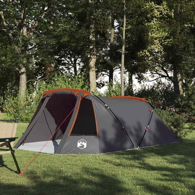 vidaXL Tunnel Tent 3-Person met dak Grijs en Oranje 328 x 228 x 115 cm