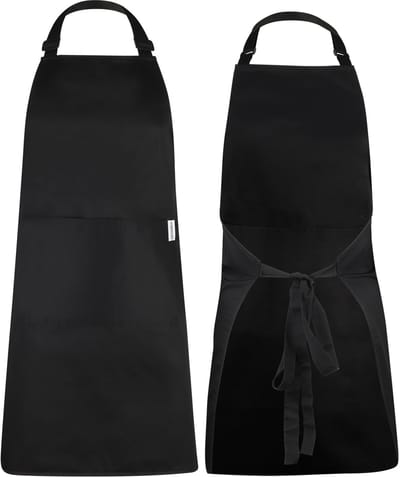 Castagnola keukenschort - Water- en vuilafstotend - Professioneel Kookschort - Schort voor Dames en Heren - Horeca Sloof - Unisex - Verstelbare Gesp - Extra Grote Vakken - Zwart