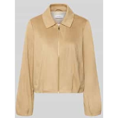 Korte suède look jas met plissédetails voor vrouwen COMMA