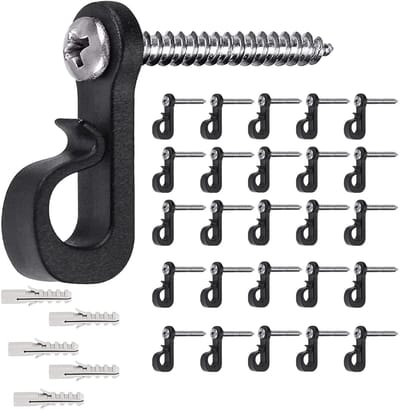 Dailygoods- Schroefhaak 25 Stuks - Multifunctionele Haken - Buitenverlichting Haken - Tuin Hangers - RVS Schroef - Eenvoudig te Bevestigen - Haak