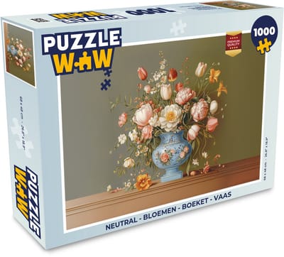 Puzzel Neutral - Bloemen - Boeket - Vaas - Legpuzzel - Puzzel 1000 stukjes volwassenen