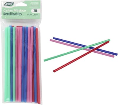 ALGON Herbruikbare Rietjes - Plastic - 30 stuks - 6-delige gekleurd - 20cm - Recht - Geschikt voor Kinderen - Duurzaam en hygiënisch - Makkelijk schoon te maken