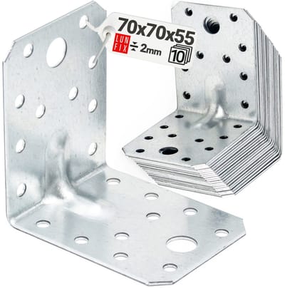 LUN FIX - Hoekverbinder - 90 graden - Versterkt - 10 stuks - Steg Constructiehoek