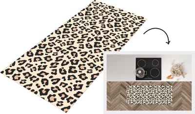 Keukenloper - Loper keuken - Dierenprint - Luipaard - Wit - 120x50 cm - Keukenloper vinyl