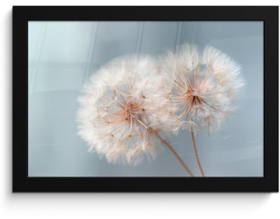 Poster in lijst - Fotolijst 30x20 cm - Posters - Paardenbloemen - Pluisjes - Wit - Posterlijst zwart - Decoratie - Wanddecoratie woonkamer - Muurdecoratie slaapkamer