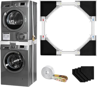 Universele Stapelset - Wasmachine Droger - Ruimte Besparen - Verstelbaar Frame - 46-70 cm - Wit
