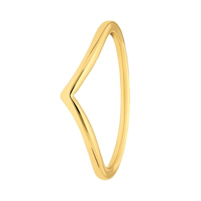 Lucardi Dames Zilveren goldplated ring V-vorm rhodiumplated - Ring - 925 Zilver - Goudkleurig - 17 / 53 mm