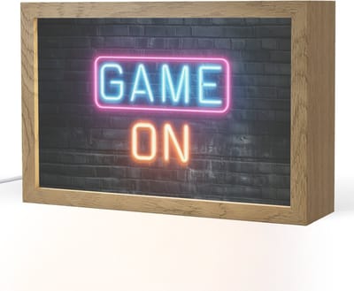 Nachtlampje 30x20 cm - Kinder lampje - Game on - Neon - Muur - Tafellamp kinderkamer - Slaapkamer lamp - Bedlamp kinderen - Kinderlampje stopcontact - Wandlamp babykamer - Nachtlampjes
