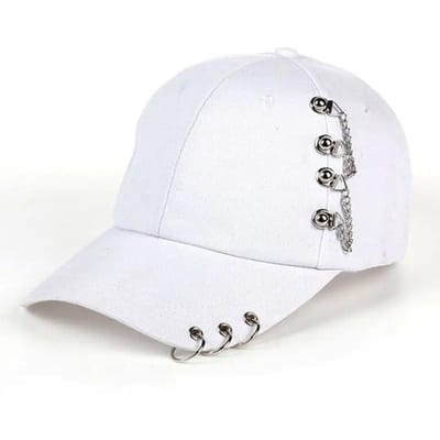 Unisex Zijijzeren Ring Baseballpetten Lente en Herfst Buiten Verstelbare Casual Hoed Zonbeschermingshoed (White,Adjustable) wit