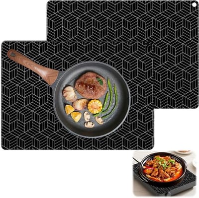 Dailygoods - 2 Stuks Siliconen Inductiekookplaat Beschermmat, 25 x 35 cm Inductiebeschermingsmat, Beschermmat voor Inductiekookplaat, Herbruikbaar, Antislip, Hittebestendig, Zorg voor Betere Bescherming