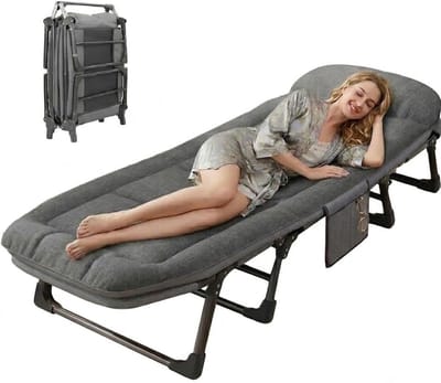 Inklapbaar Campingbed - Veldbed Logeerbed - Kamperen Logeren - Versterkte 8-poots Constructie - 190x66x30 cm - Grijs