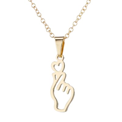 Hiden - Love Sign Sieraden set - Sieraden - Ketting Dames - Oorbellen - Mode - Goudkleurig