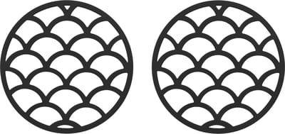 Krumble Pannenonderzetter - Set van 2 - Pannenonderzetter hittebestendig - Pannenonderzetter Siliconen - Pannenonderzettters - Schubben - Diameter 14 - Zwart