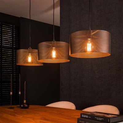 PS-Collection Mesh Round 3L Hanglamp - 120x30x150 cm - Zwart - Metaal - hanglampen eetkamer, hanglamp zwart, hanglampen woonkamer, hanglamp slaapkamer, hanglamp kinderkamer, hanglamp rotan, hanglamp hout, hanglamp industrieel