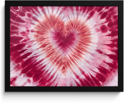 Poster in lijst - Fotolijst 40x30 cm - Posters - Hartvorm - Roze - Tie dye - Posterlijst zwart - Decoratie - Wanddecoratie woonkamer - Muurdecoratie slaapkamer