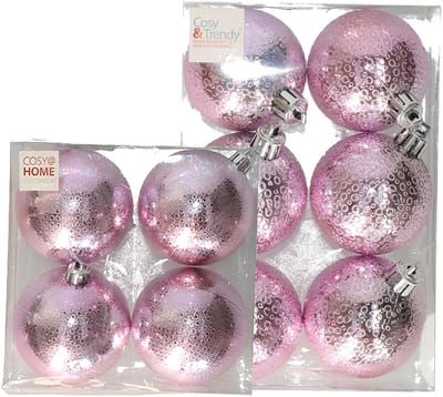 Kerstversiering set circel-motief kerstballen in het roze 6 en 8 cm pakket - 20x stuks