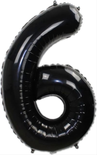 Finnacle - Vier de 6e verjaardag in stijl met Finnacle - 75CM Folieballon - Cijferballon - Zwart - Feestdecoratie - Party must-have - 6 - Zwarte ballon