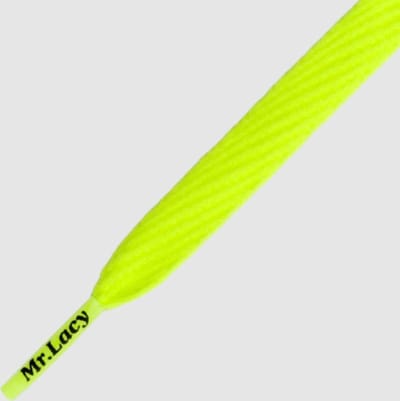 Mr. Lacy - Schoenveters - Veters - Sneakerveters  - Flatties - Plat - Neon Geel - Veterlengte 130 cm – Breedte 10 mm
