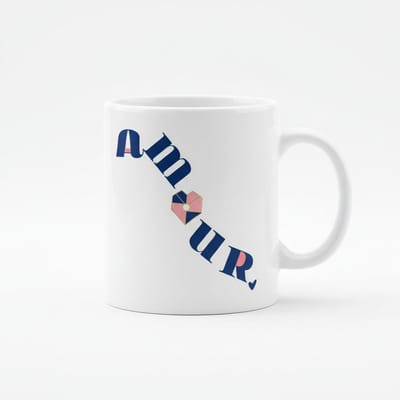 Amour Liefde Mok – Stijlvolle Romantische Typografie Koffiemok – Valentijn Cadeau – 330 ml