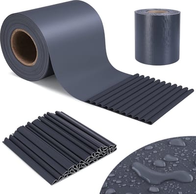 Pvc inkijkwerende stroken voor omheining, 50 m x 19 cm, met 35 bevestigingsclips, ondoorzichtig, winddicht, uv-bescherming, 450 g/m², donkergrijs