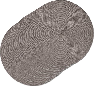 Zeller Diner placemats rond - 6x - mokka bruin - geweven - Dia 38 cm - Tafel - Borden onderleggers van kunststof
