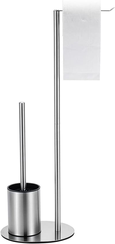 Freestanding Toilet Paper Holder en Toilet Borstel Set van RVS voor Badkamer, Stijlvol en Functioneel Toiletrolhouder met Borstelhouder