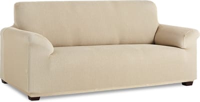 Belmarti® Bankhoes Milan 230cm tot 260cm breed - Ivoor - Stretch - Anti-statisch - Ademend katoen - Premium Belmarti® - Beste kwaliteit bankhoezen