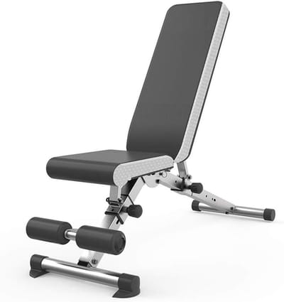 Fitness Trainingsbank - Halterbank Zitbank - Full Body Workout - Verstelbare Rugleuning - 132 cm - Grijs