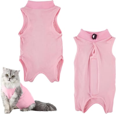 Herstelpak voor Katten - Ademend Rompertje voor Dieren, Alternatief voor E-Collar, Geschikt voor Chirurgische Wonden (Roze, S)