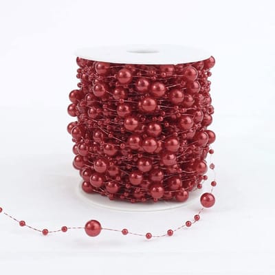 Dailygoody - Parelslinger - Decoratieband - 30 Meter - Rood - Cadeaulint - Geschikt voor Bruiloft en Feestdagen