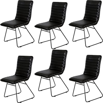 Zwarte leren eetkamerstoelen van echt leer – stijlvolle stoelen voor eetkamer, kantoor & wachtruimte