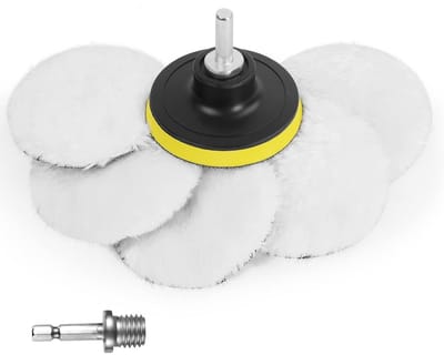 Wollen Polijstpads Set van 5 Stuks, 80 mm Polijstschijven met Boorconnectoren en Zuignappen voor Auto Polijstmachine en M10 Adapter